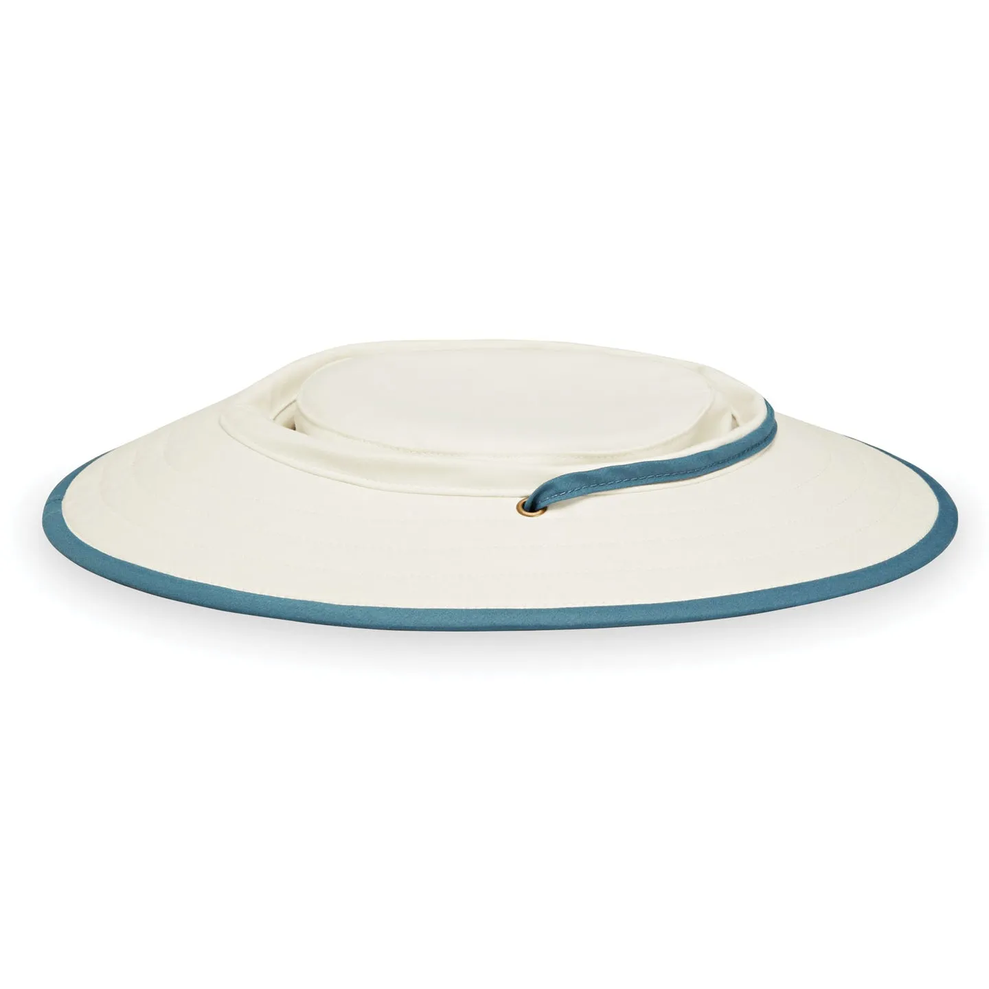 Wallaroo Ladies' Explorer Packable Sun Hat UPF 50  - Natural/Slate Blue