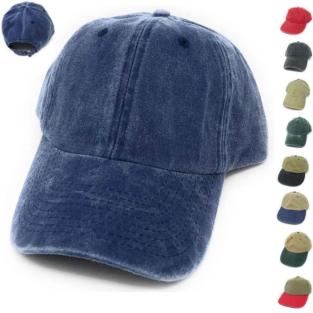 Washed Cotton Low Crown 6 Panel Baseball Relaxed Fit Dad Hats Caps