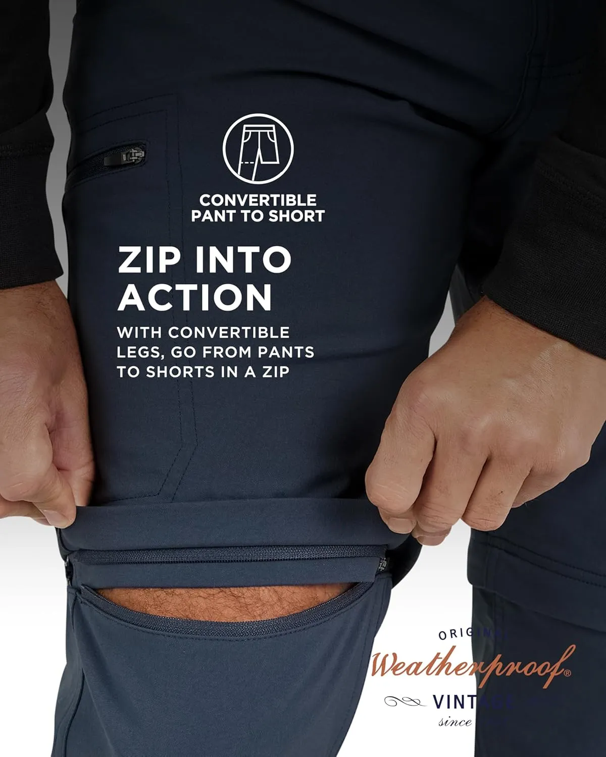 Weatherproof Vintage Mens Convertible Pants - Hiking Pants for Mens with Zip-Off to Short | Mens Utility Hiking Travel Pants