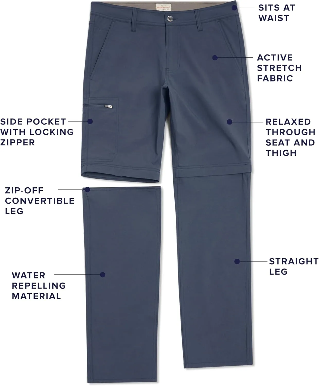 Weatherproof Vintage Mens Convertible Pants - Hiking Pants for Mens with Zip-Off to Short | Mens Utility Hiking Travel Pants