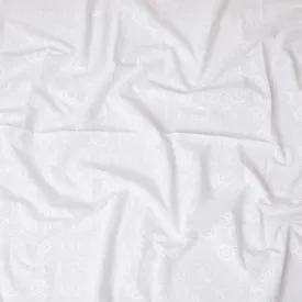 White Premium pure cotton voile fabric with same tone embroidery in floral design-D13617