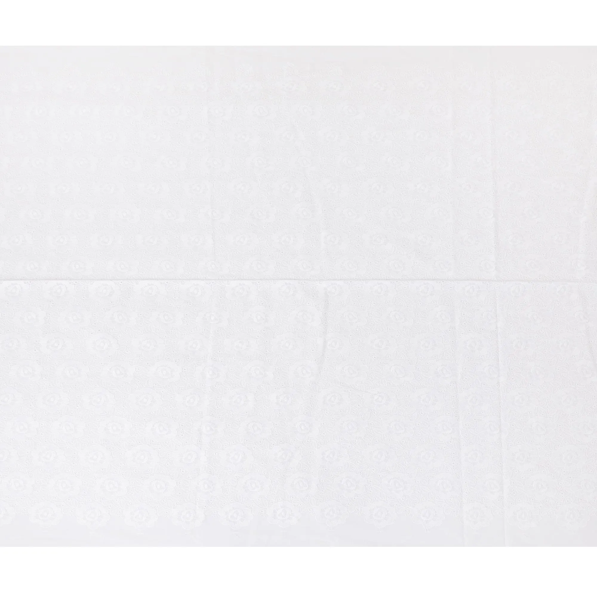 White Premium pure cotton voile fabric with same tone embroidery in floral design-D13617