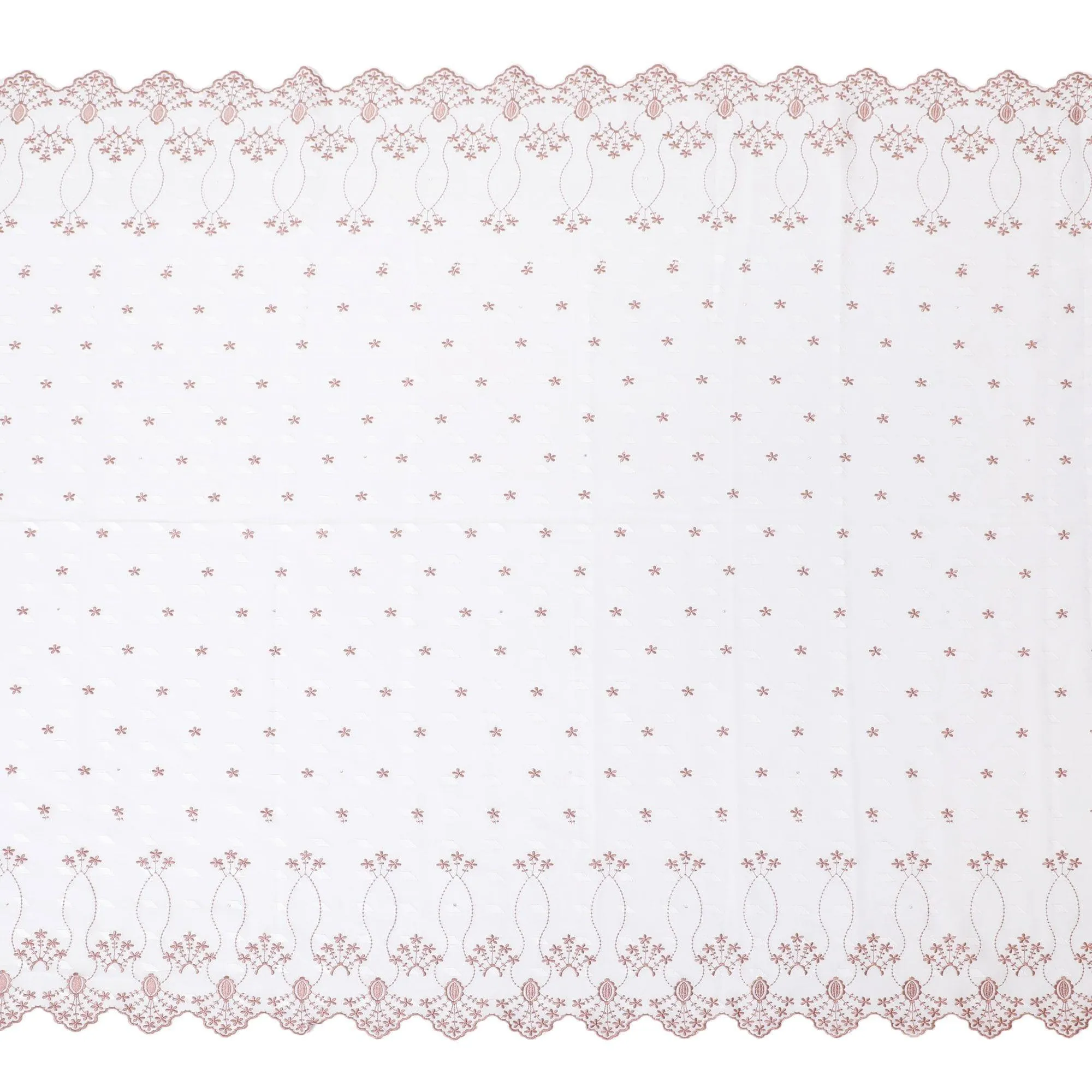 White Premium Swiss cotton voile thobe with same tone and pale brown embroidery in floral design having stone work-D11625