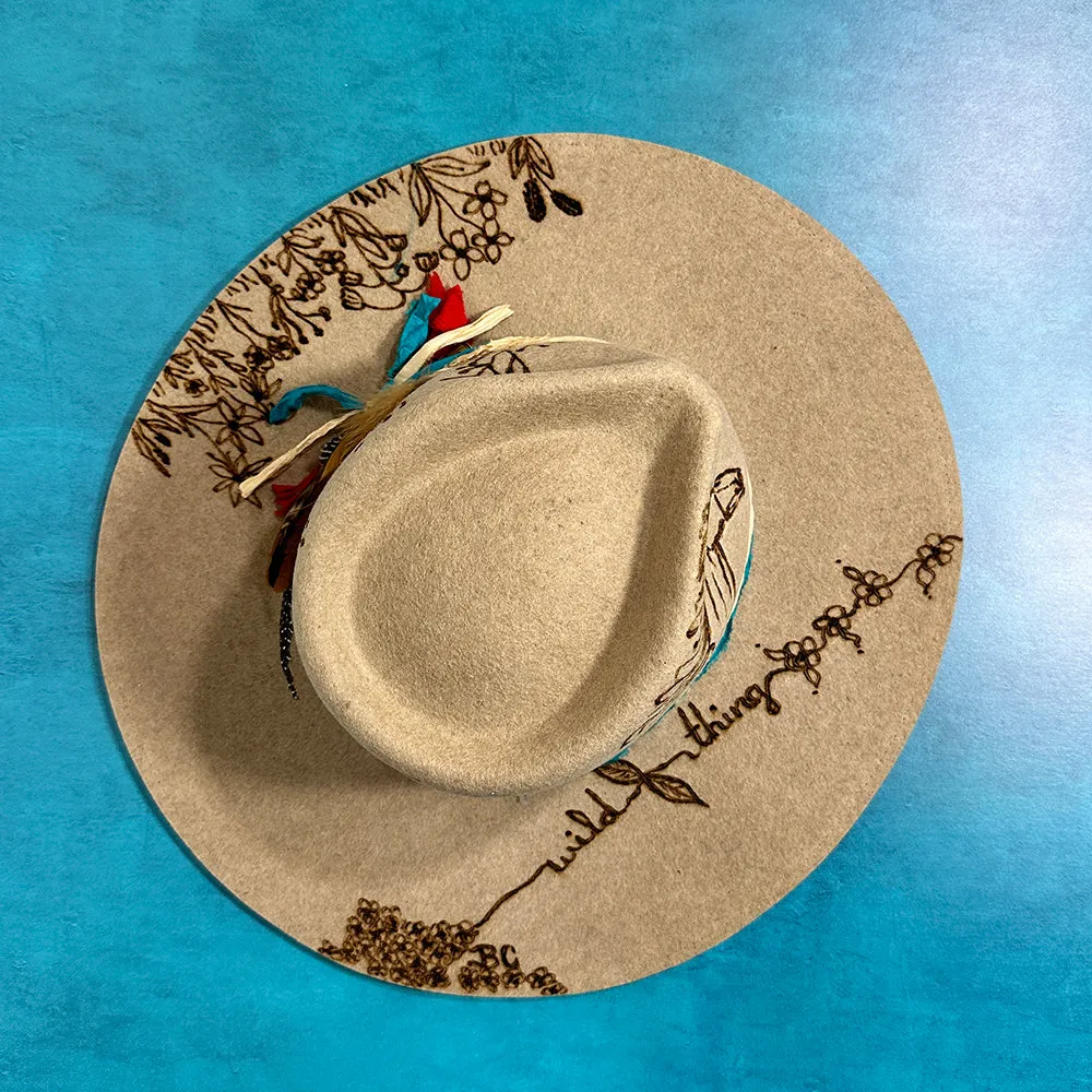 Wild Thing Rancher Hat Custom Burned - Oatmeal | Bourbon Cowgirl