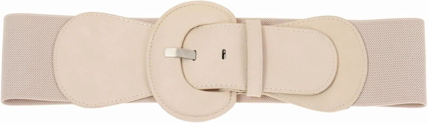 Women's Wide Stretchy Cinch Belt Vintage Chunky Buckle Elastic Belts for Dress
